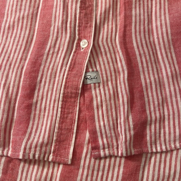 Rails Large Button Down Red Strips Front Pocket Long Sleeve - Picture 6 of 11